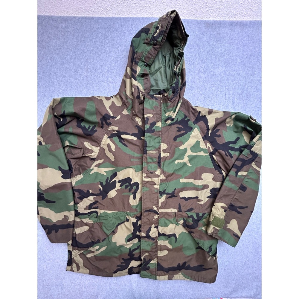 Military Style Woodland Camo Parka Hooded Field Jacket Mens Large Regular